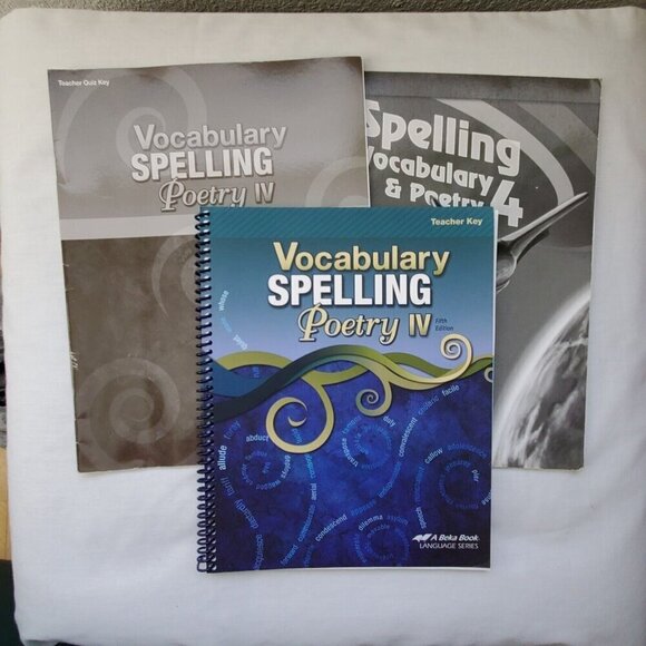 A beka Vocabulary Spelling & Poetry IV Teachers Key & Quiz Key Plus A Third Book - Picture 1 of 7